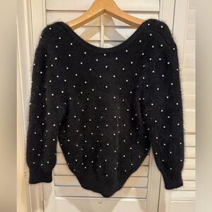 Black Rhinestone-Embellished Sweater